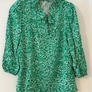 Crown & Ivy Green Paisley Blouse